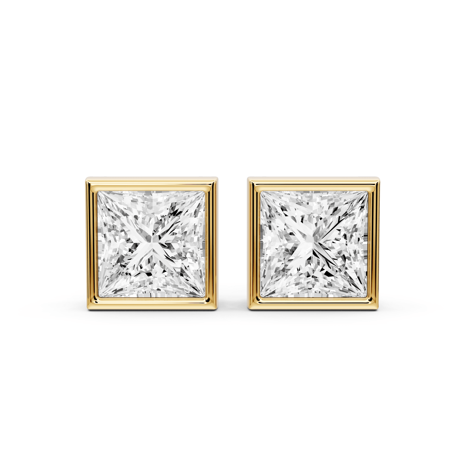 Noa - 5ct 14k yellow gold Princess - Cut Diamond Stud Earrings - Mr. Alex Jewelry