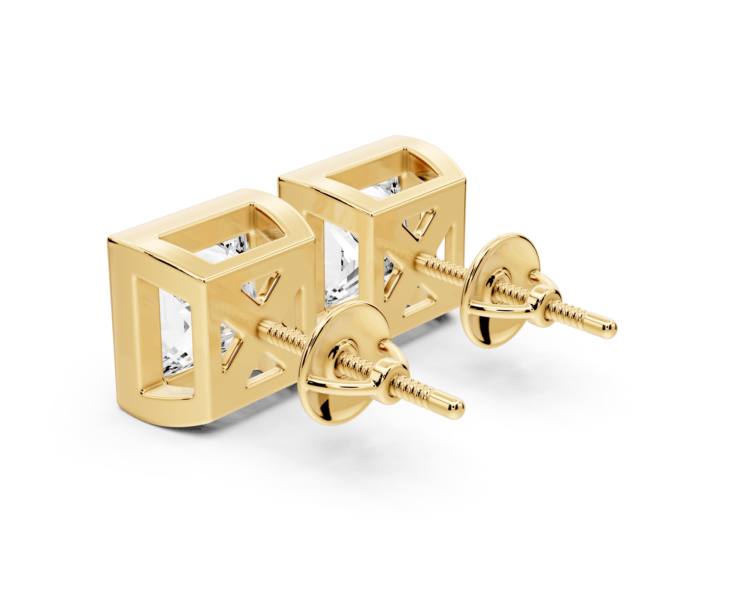 Noa - 5ct 14k yellow gold Princess - Cut Diamond Stud Earrings - Mr. Alex Jewelry