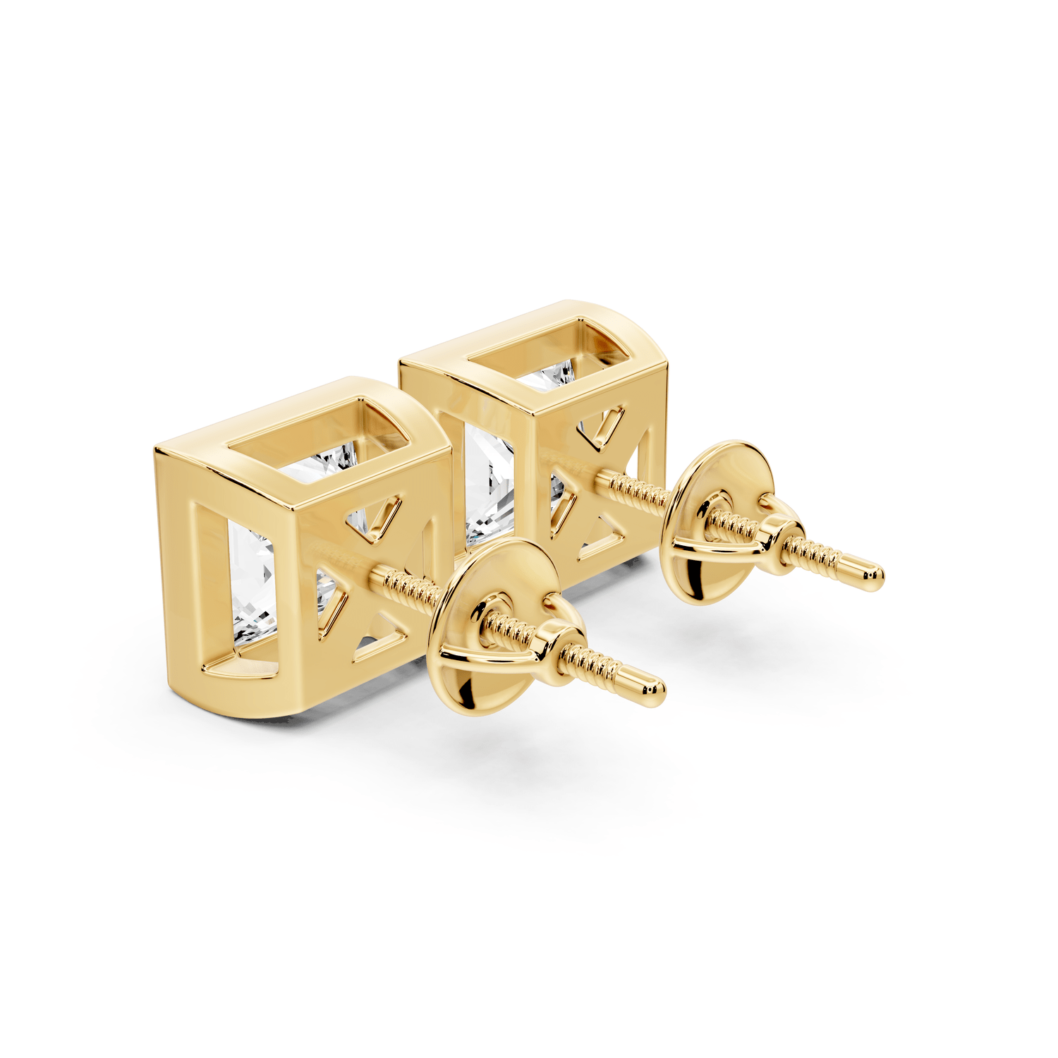 Noa - 5ct 14k yellow gold Princess - Cut Diamond Stud Earrings - Mr. Alex Jewelry