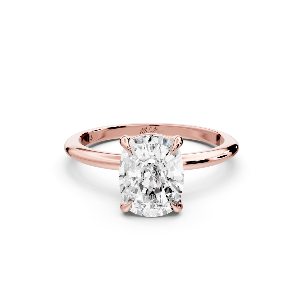 Odessa - 2ct 14k rose gold Elongated Cushion Knife Edge Solitaire Engagement Ring - Mr. Alex Jewelry