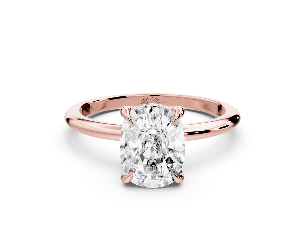 Odessa - 2ct 14k rose gold Elongated Cushion Knife Edge Solitaire Engagement Ring - Mr. Alex Jewelry