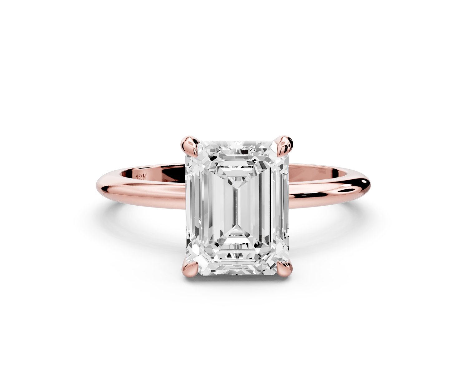 Odessa - 2ct 14k rose gold emerald Knife Edge Solitaire Engagement Ring - Mr. Alex Jewelry