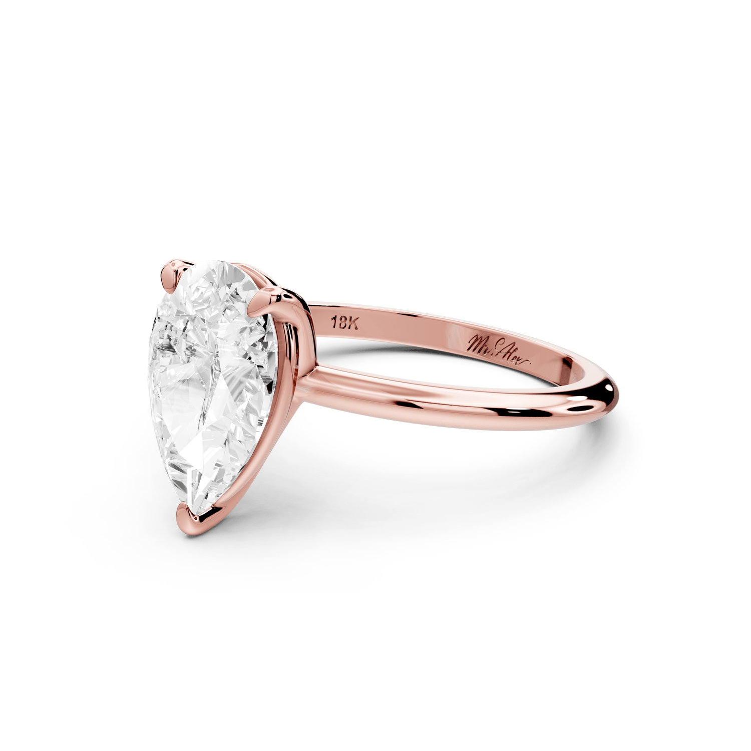 Odessa - 2ct 14k rose gold pear Knife Edge Solitaire Engagement Ring - Mr. Alex Jewelry