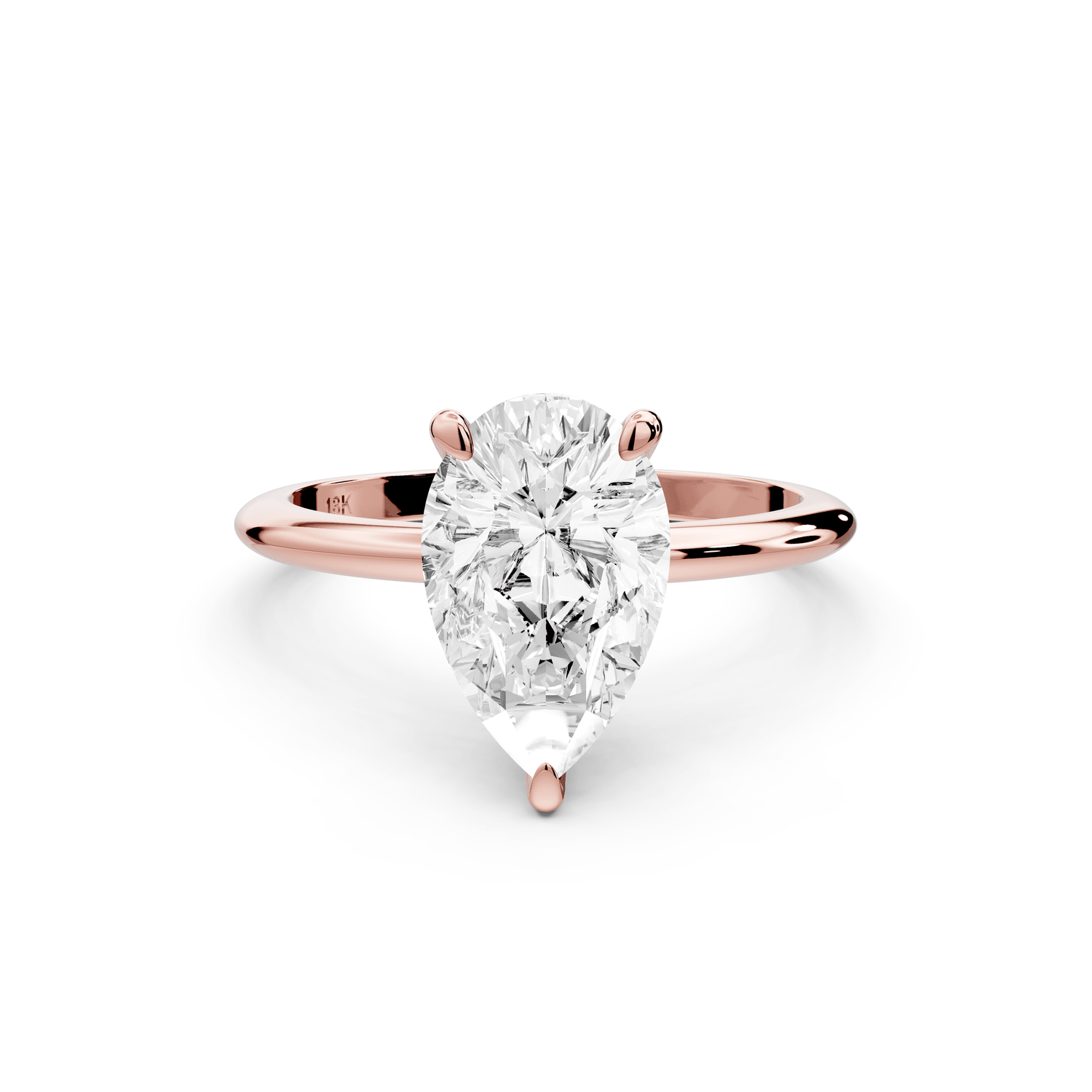 Odessa - 2ct 14k rose gold pear Knife Edge Solitaire Engagement Ring - Mr. Alex Jewelry