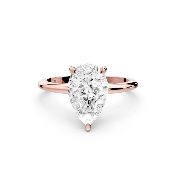 Odessa - 2ct 14k rose gold pear Knife Edge Solitaire Engagement Ring - Mr. Alex Jewelry