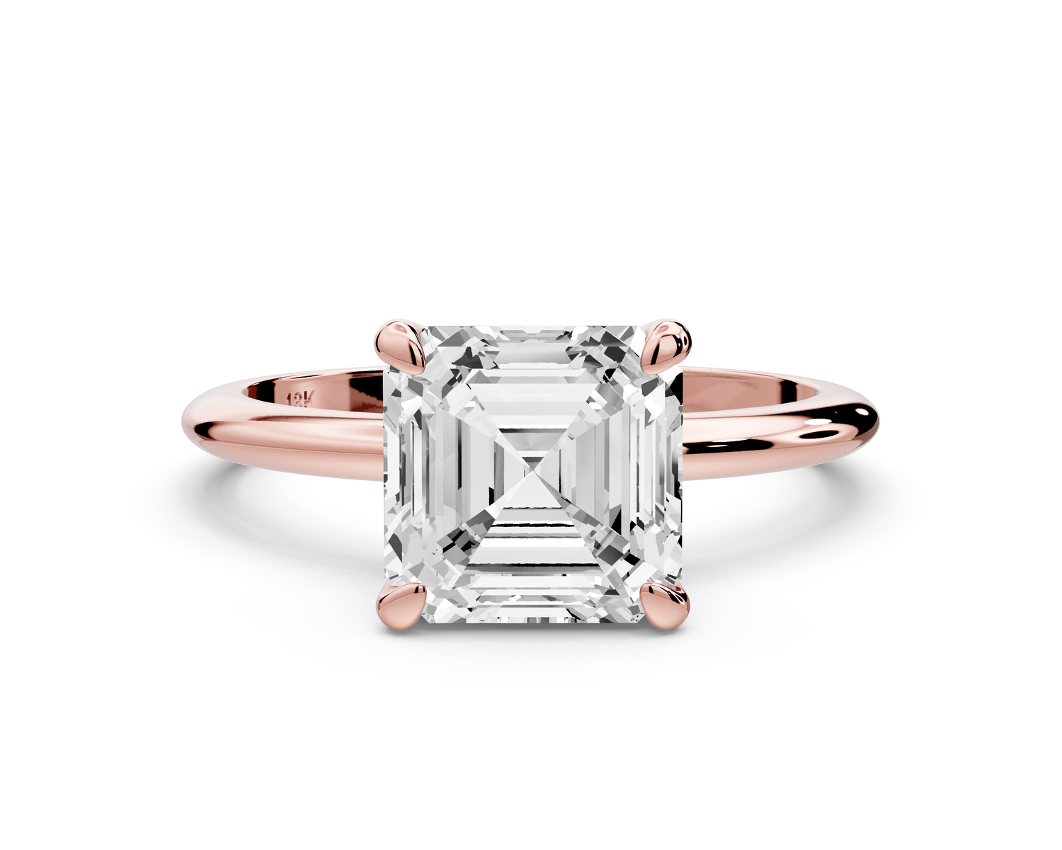 Odessa - 2ct 14k rose gold princess Knife Edge Solitaire Engagement Ring - Mr. Alex Jewelry
