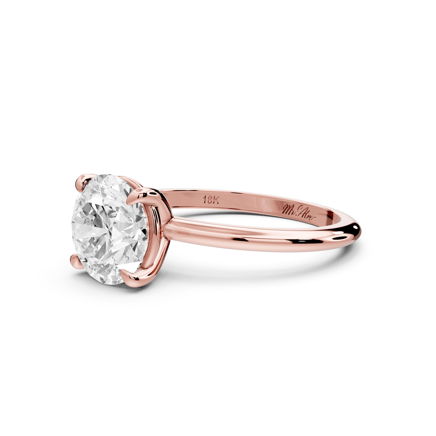 Odessa - 2ct 14k rose gold round Knife Edge Solitaire Engagement Ring - Mr. Alex Jewelry