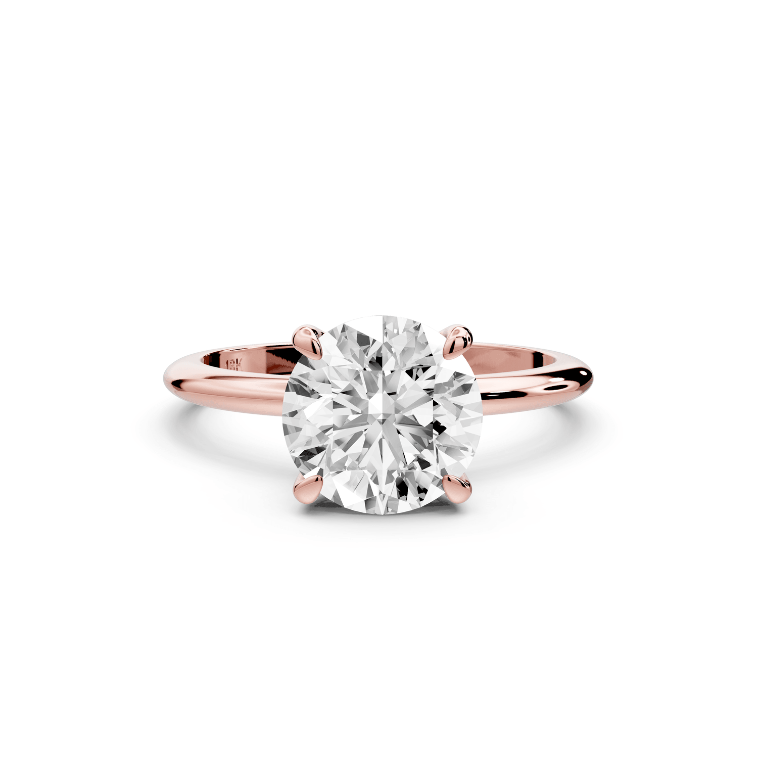 Odessa - 2ct 14k rose gold round Knife Edge Solitaire Engagement Ring - Mr. Alex Jewelry