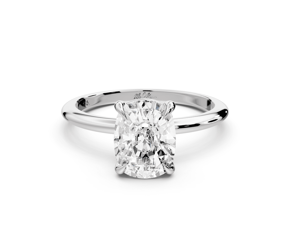 Odessa - 2ct 14k white gold Elongated Cushion Knife Edge Solitaire Engagement Ring - Mr. Alex Jewelry