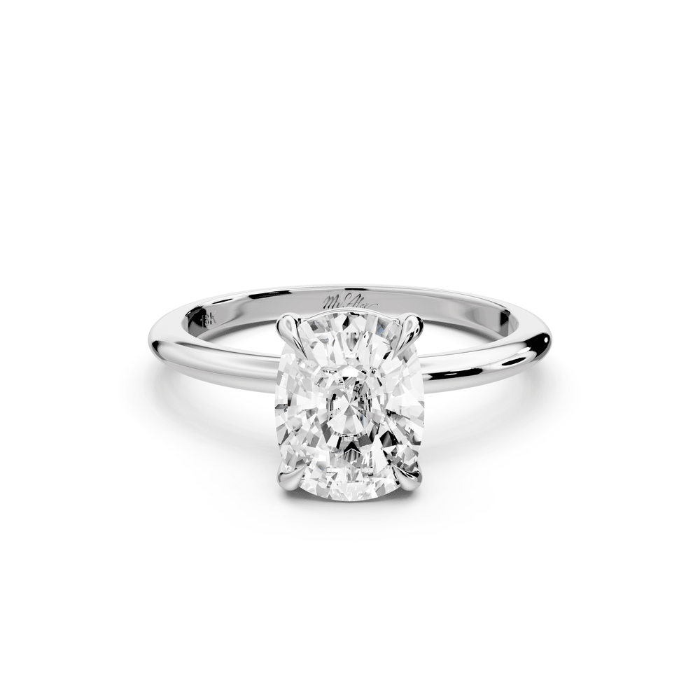 Odessa - 2ct 14k white gold Elongated Cushion Knife Edge Solitaire Engagement Ring - Mr. Alex Jewelry