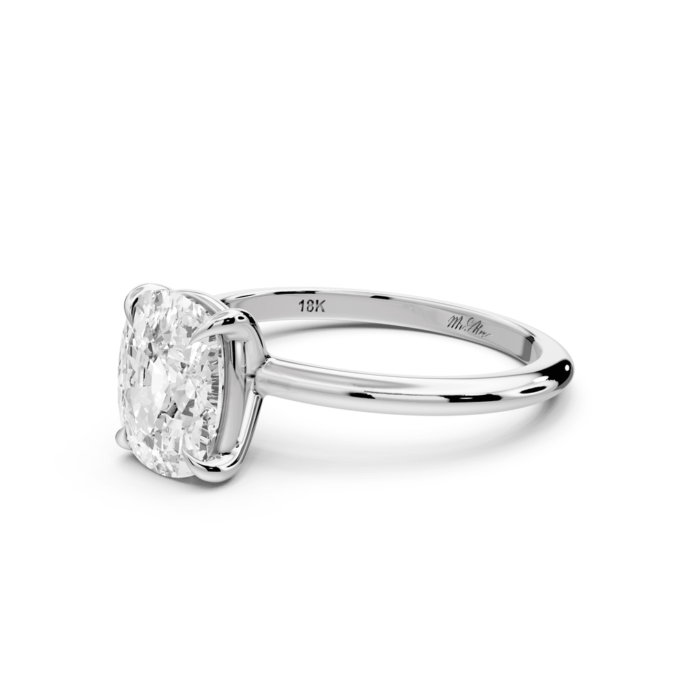 Odessa - 2ct 14k white gold Elongated Cushion Knife Edge Solitaire Engagement Ring - Mr. Alex Jewelry