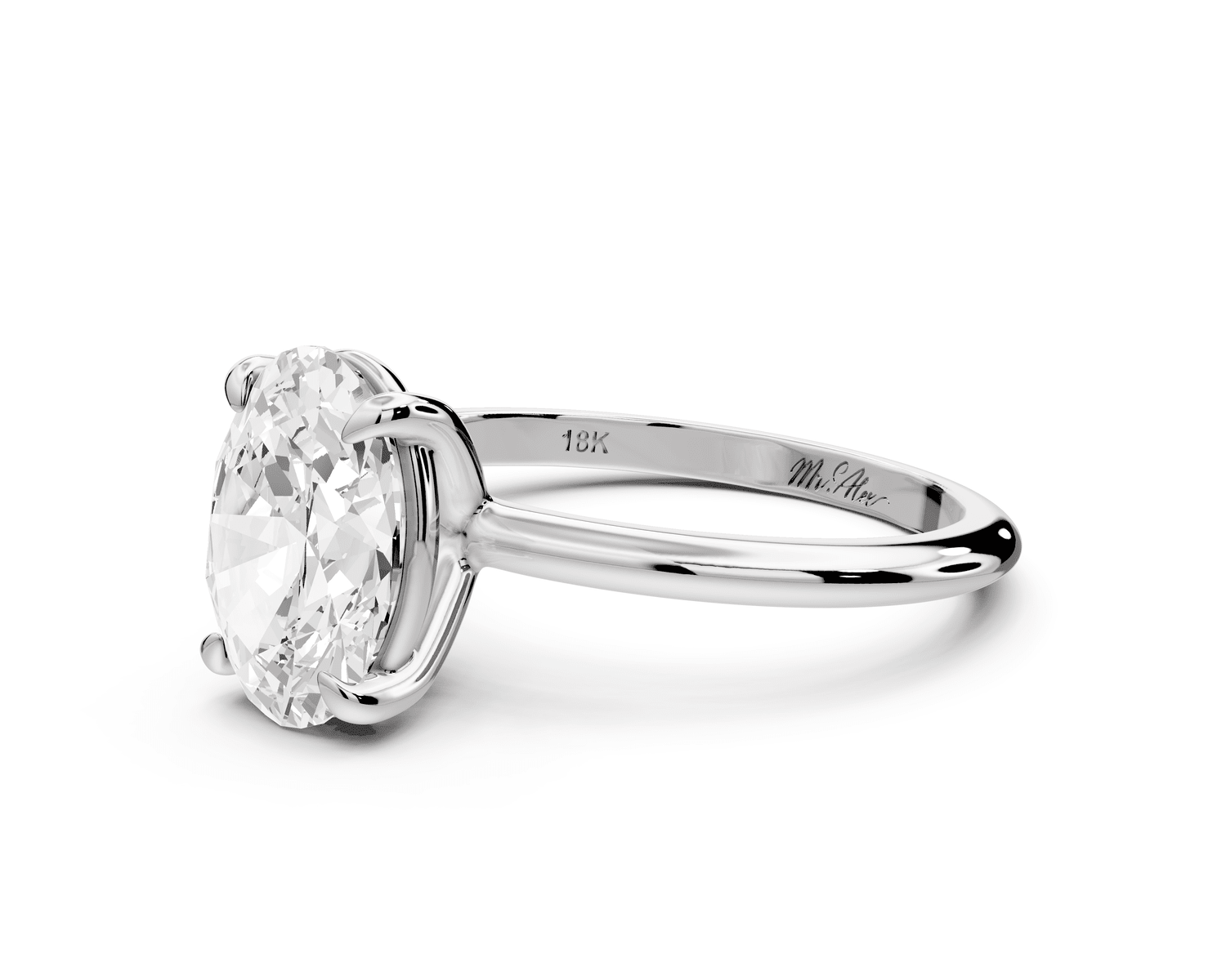 Odessa - 2ct 14k white gold oval Knife Edge Solitaire Engagement Ring - Mr. Alex Jewelry