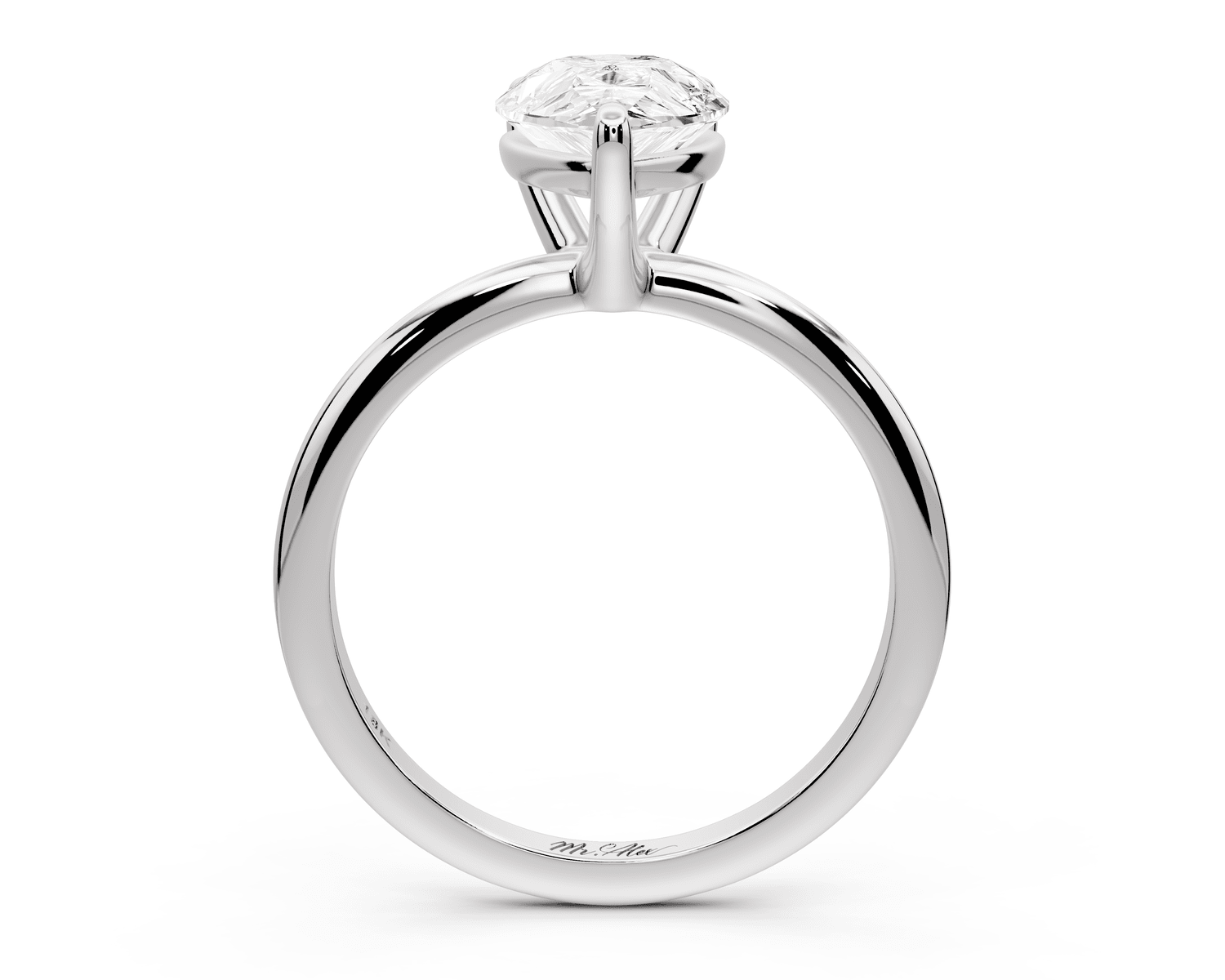 Odessa - 2ct 14k white gold pear Knife Edge Solitaire Engagement Ring - Mr. Alex Jewelry