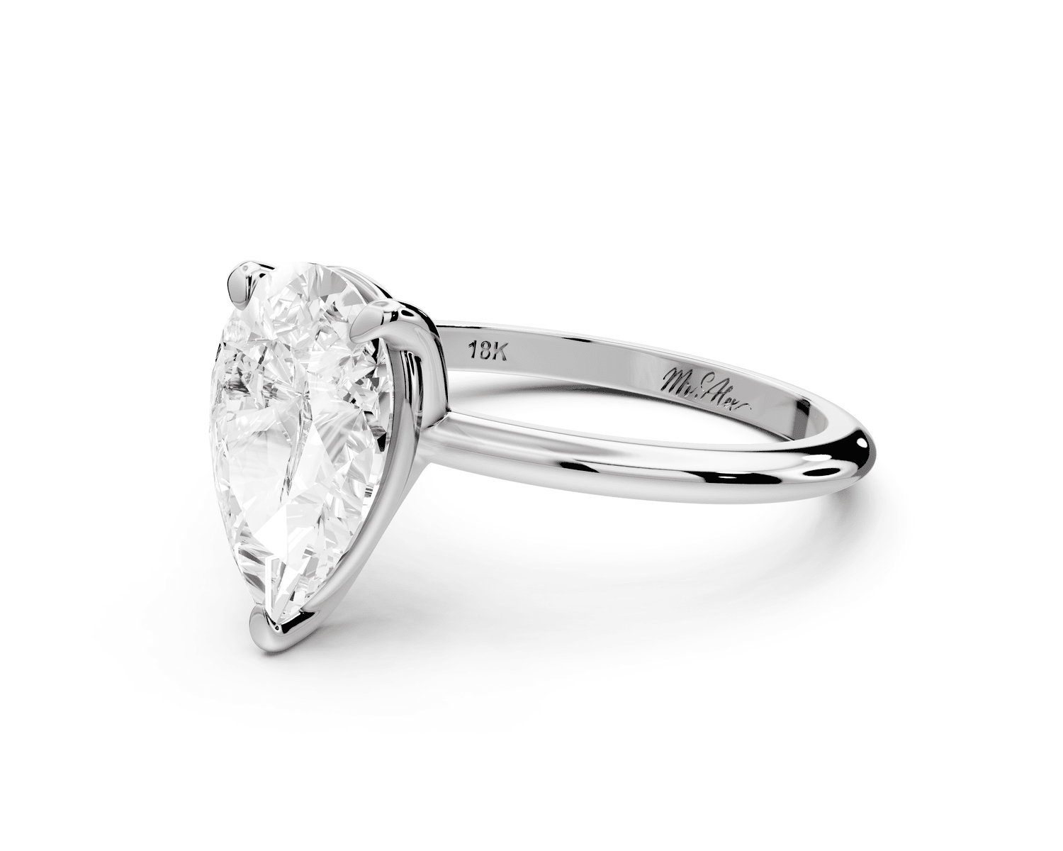 Odessa - 2ct 14k white gold pear Knife Edge Solitaire Engagement Ring - Mr. Alex Jewelry