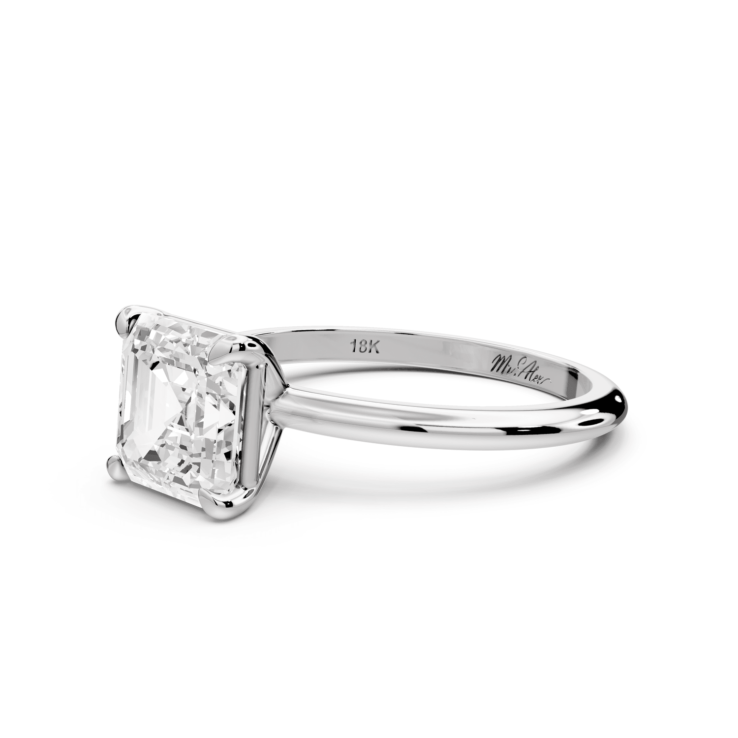 Odessa - 2ct 14k white gold princess Knife Edge Solitaire Engagement Ring - Mr. Alex Jewelry