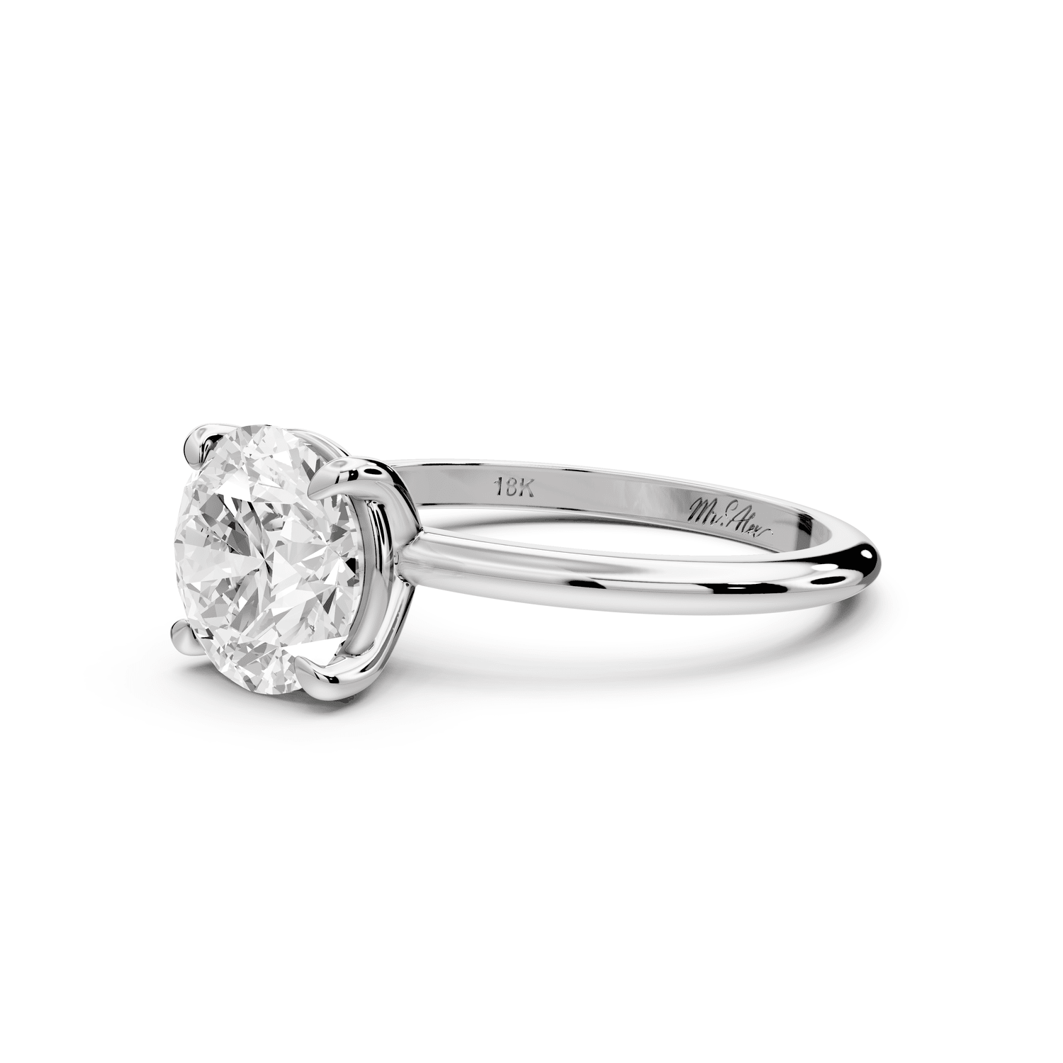 Odessa - 2ct 14k white gold round Knife Edge Solitaire Engagement Ring - Mr. Alex Jewelry