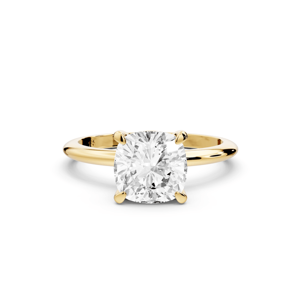 Odessa - 2ct 14k yellow gold cushion Knife Edge Solitaire Engagement Ring - Mr. Alex Jewelry