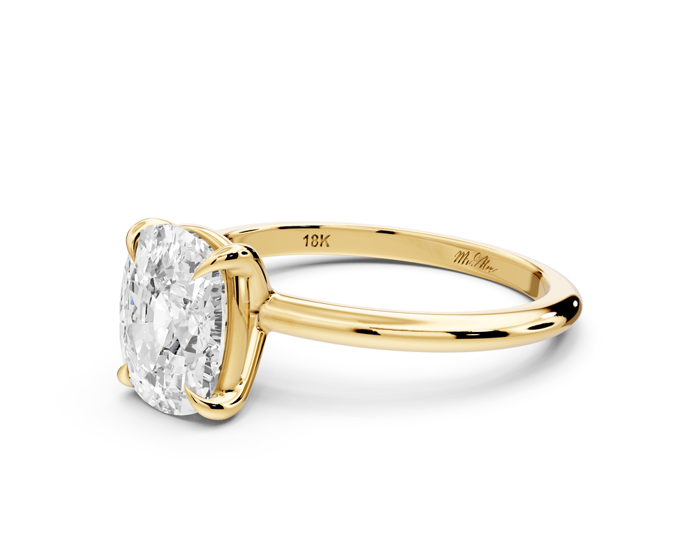Odessa - 2ct 14k yellow gold Elongated Cushion Knife Edge Solitaire Engagement Ring - Mr. Alex Jewelry
