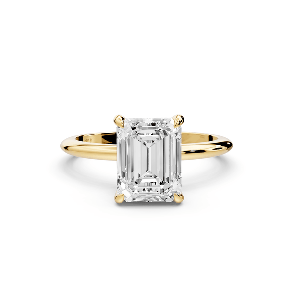 Odessa - 2ct 14k yellow gold emerald Knife Edge Solitaire Engagement Ring - Mr. Alex Jewelry
