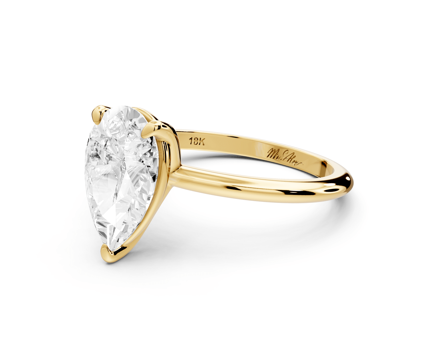 Odessa - 2ct 14k yellow gold pear Knife Edge Solitaire Engagement Ring - Mr. Alex Jewelry