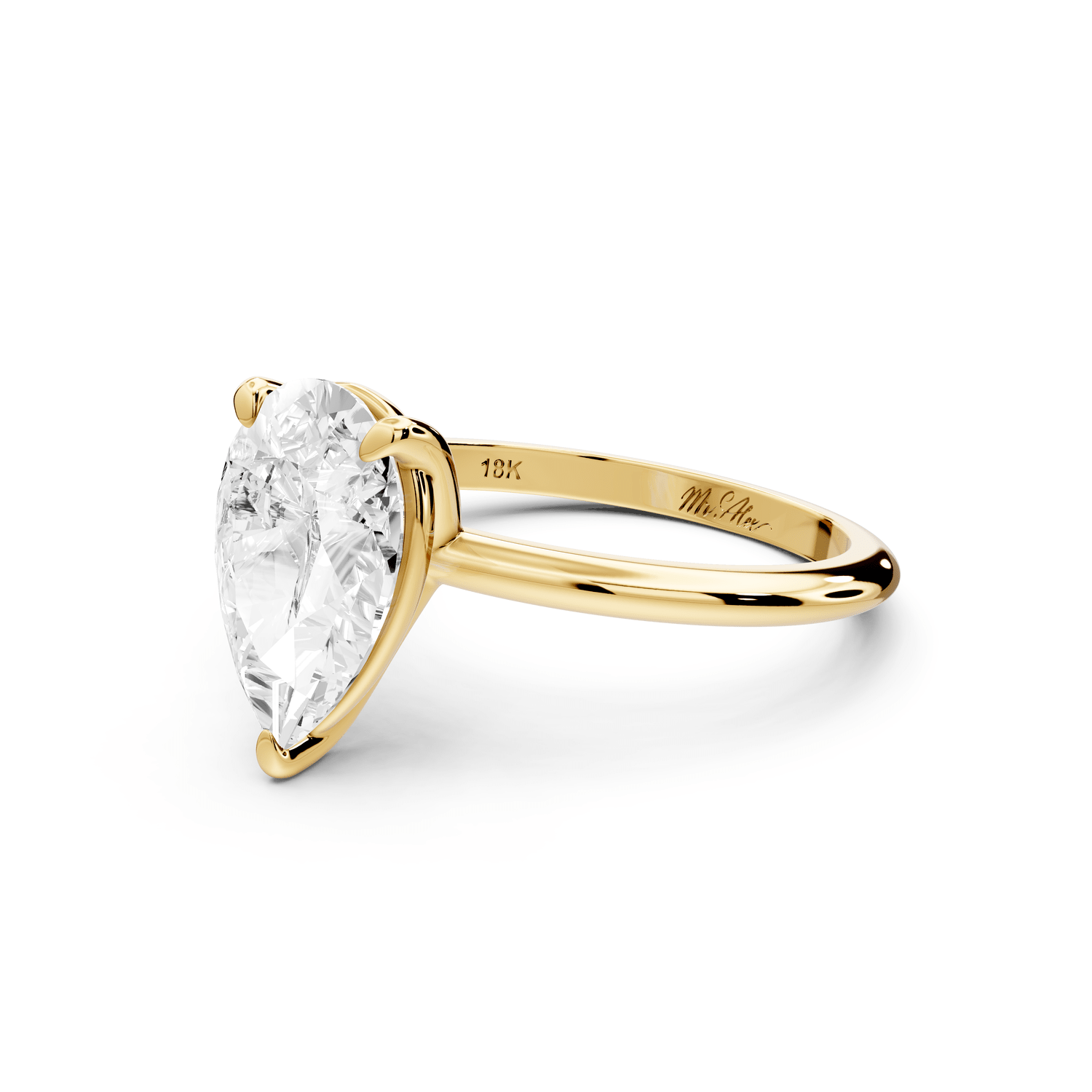 Odessa - 2ct 14k yellow gold pear Knife Edge Solitaire Engagement Ring - Mr. Alex Jewelry