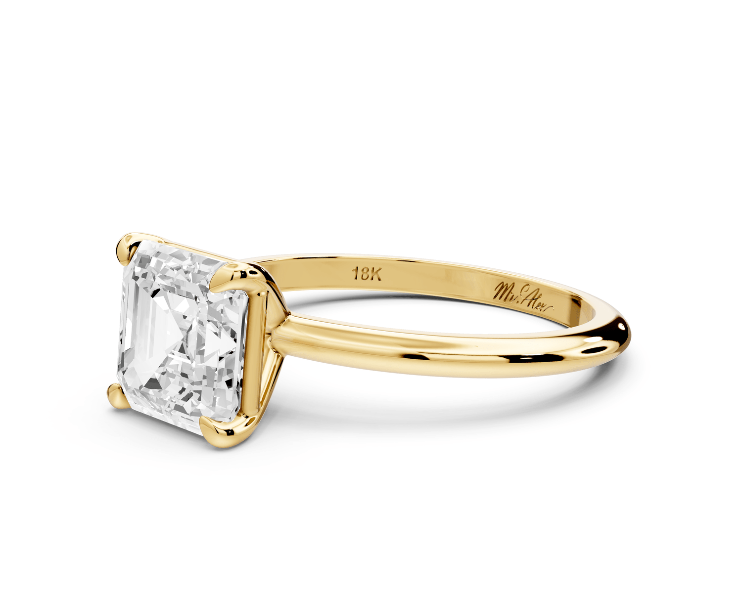 Odessa - 2ct 14k yellow gold princess Knife Edge Solitaire Engagement Ring - Mr. Alex Jewelry
