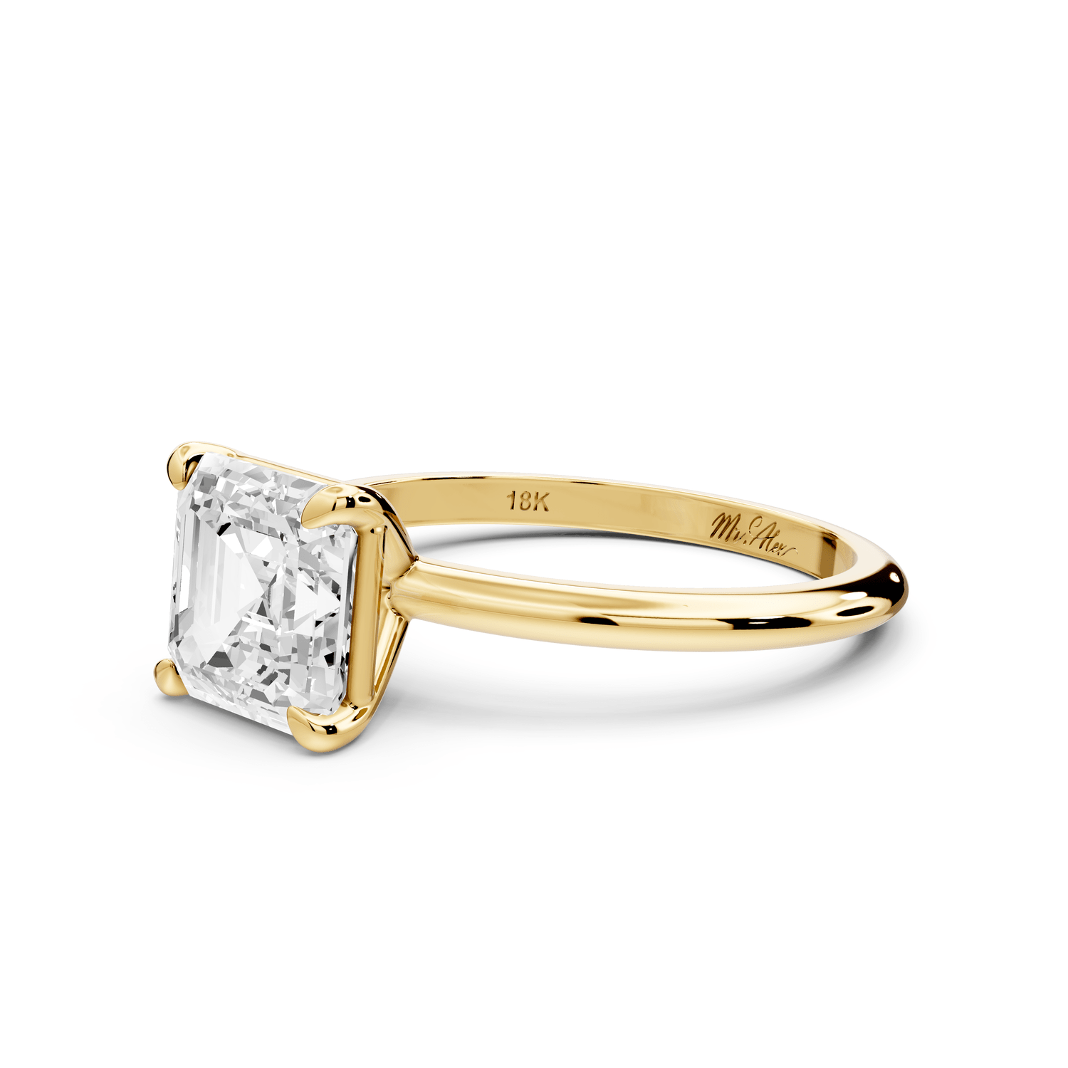 Odessa - 2ct 14k yellow gold princess Knife Edge Solitaire Engagement Ring - Mr. Alex Jewelry
