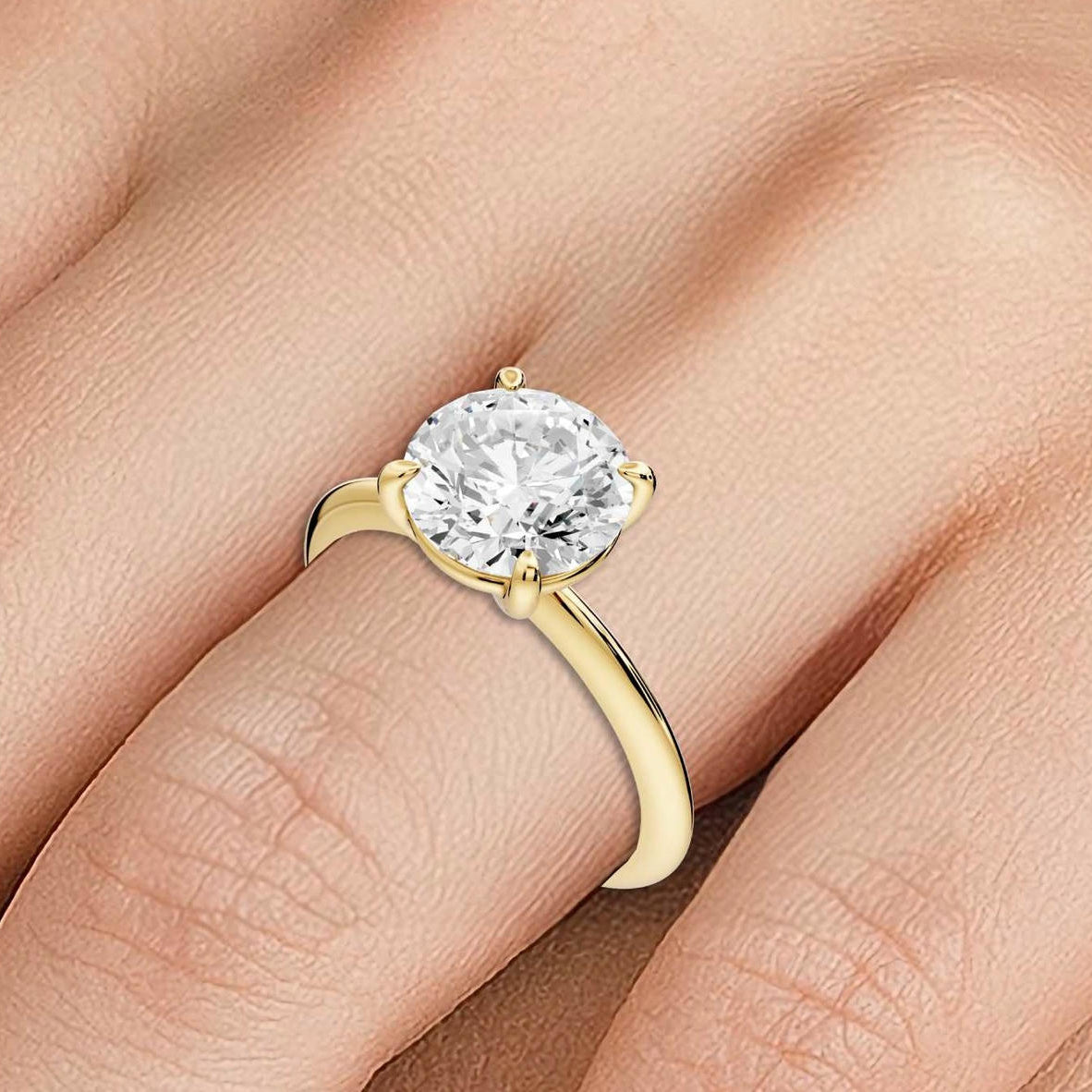 Odessa - 2ct 14k yellow gold round Knife Edge Solitaire Engagement Ring - Mr. Alex Jewelry