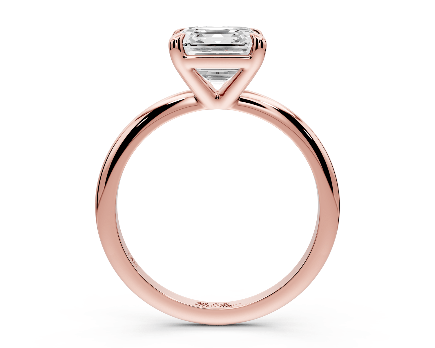 Odessa - 2ct 18k rose gold asscher Knife Edge Solitaire Engagement Ring - Mr. Alex Jewelry