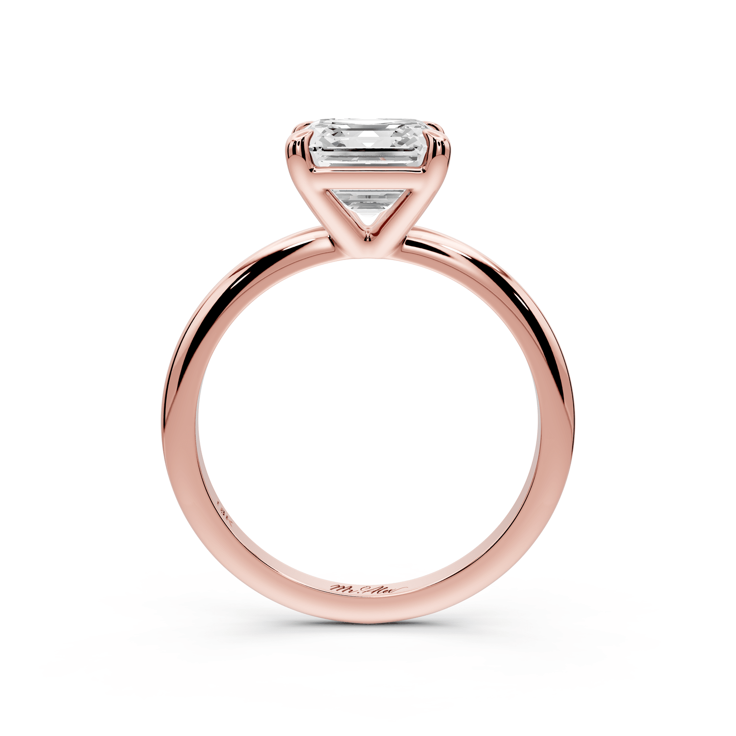 Odessa - 2ct 18k rose gold asscher Knife Edge Solitaire Engagement Ring - Mr. Alex Jewelry