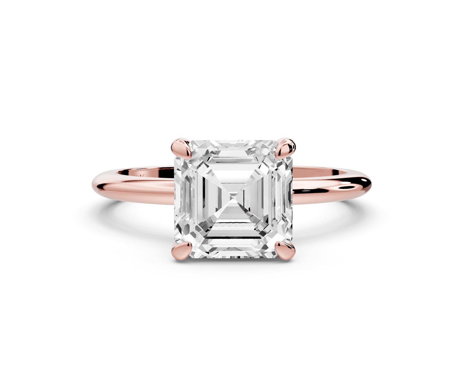 Odessa - 2ct 18k rose gold asscher Knife Edge Solitaire Engagement Ring - Mr. Alex Jewelry