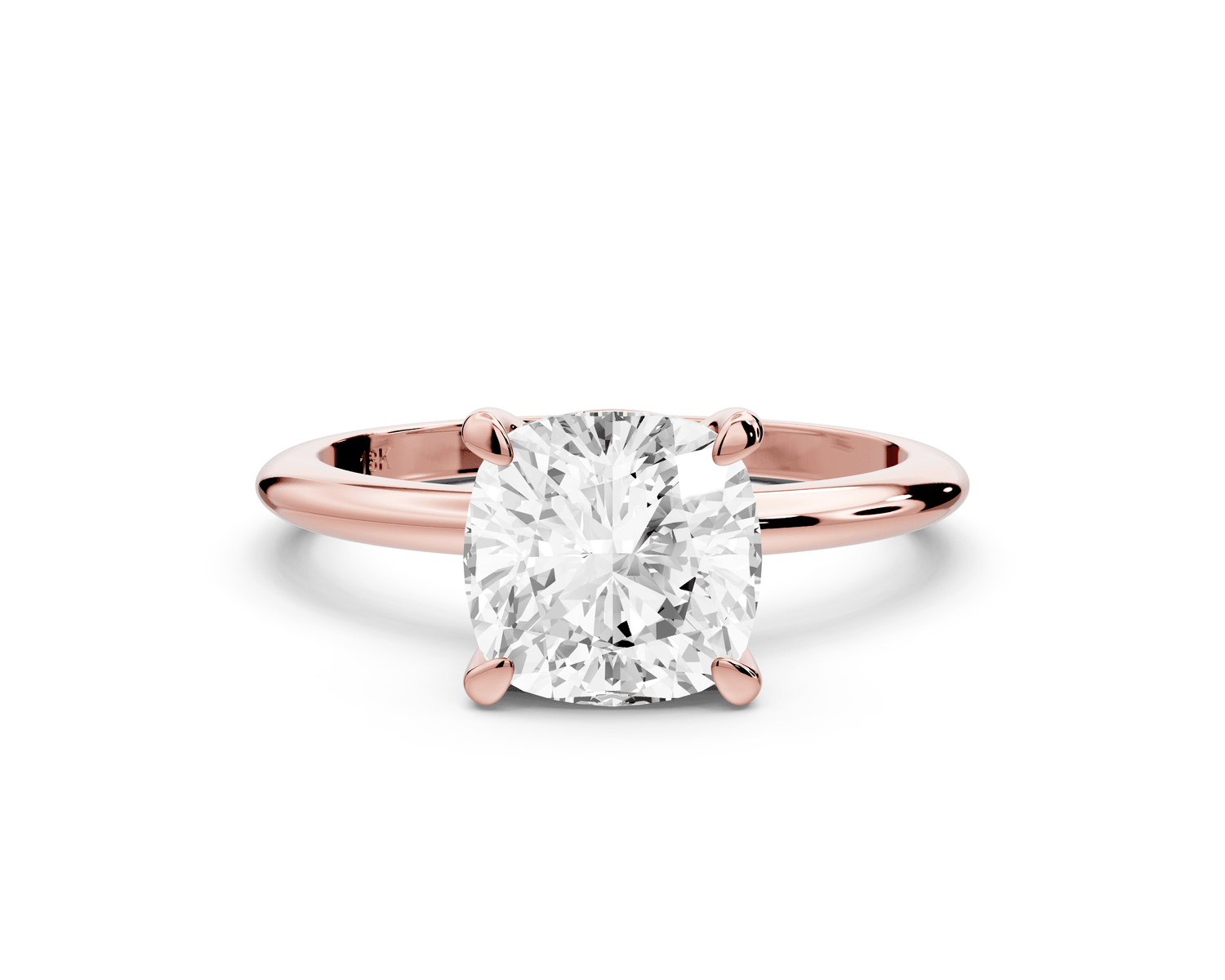 Odessa - 2ct 18k rose gold cushion Knife Edge Solitaire Engagement Ring - Mr. Alex Jewelry