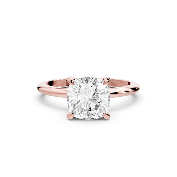 Odessa - 2ct 18k rose gold cushion Knife Edge Solitaire Engagement Ring - Mr. Alex Jewelry
