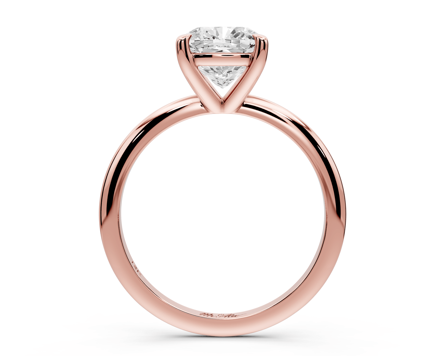 Odessa - 2ct 18k rose gold cushion Knife Edge Solitaire Engagement Ring - Mr. Alex Jewelry