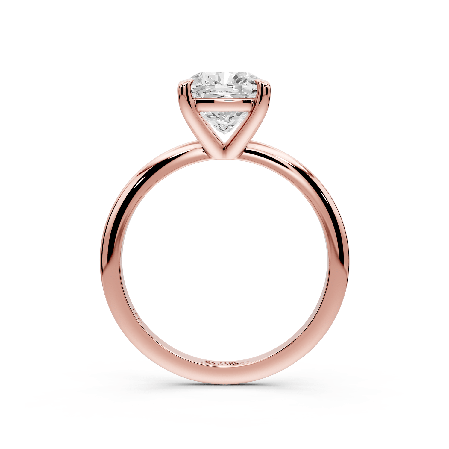 Odessa - 2ct 18k rose gold cushion Knife Edge Solitaire Engagement Ring - Mr. Alex Jewelry