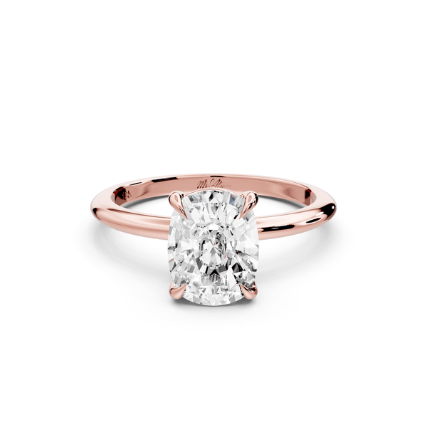 Odessa - 2ct 18k rose gold Elongated Cushion Knife Edge Solitaire Engagement Ring - Mr. Alex Jewelry