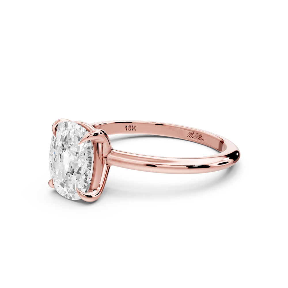 Odessa - 2ct 18k rose gold Elongated Cushion Knife Edge Solitaire Engagement Ring - Mr. Alex Jewelry