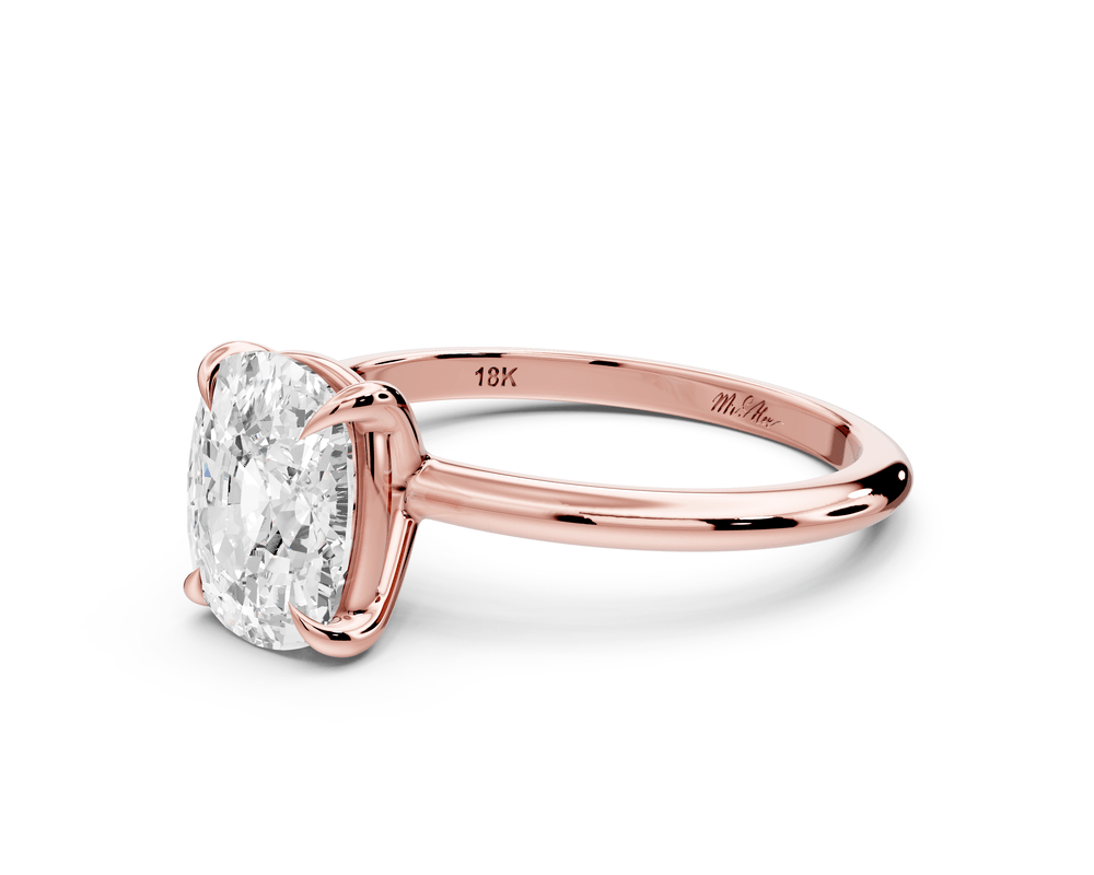 Odessa - 2ct 18k rose gold Elongated Cushion Knife Edge Solitaire Engagement Ring - Mr. Alex Jewelry