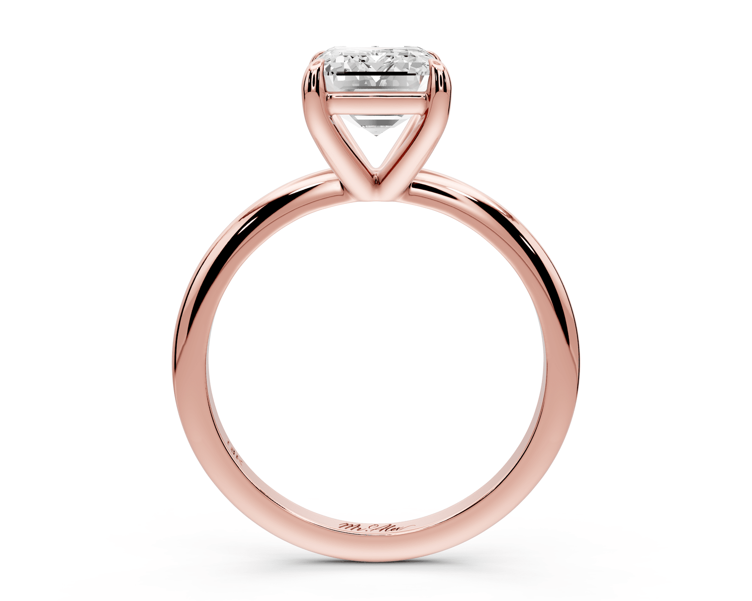 Odessa - 2ct 18k rose gold emerald Knife Edge Solitaire Engagement Ring - Mr. Alex Jewelry