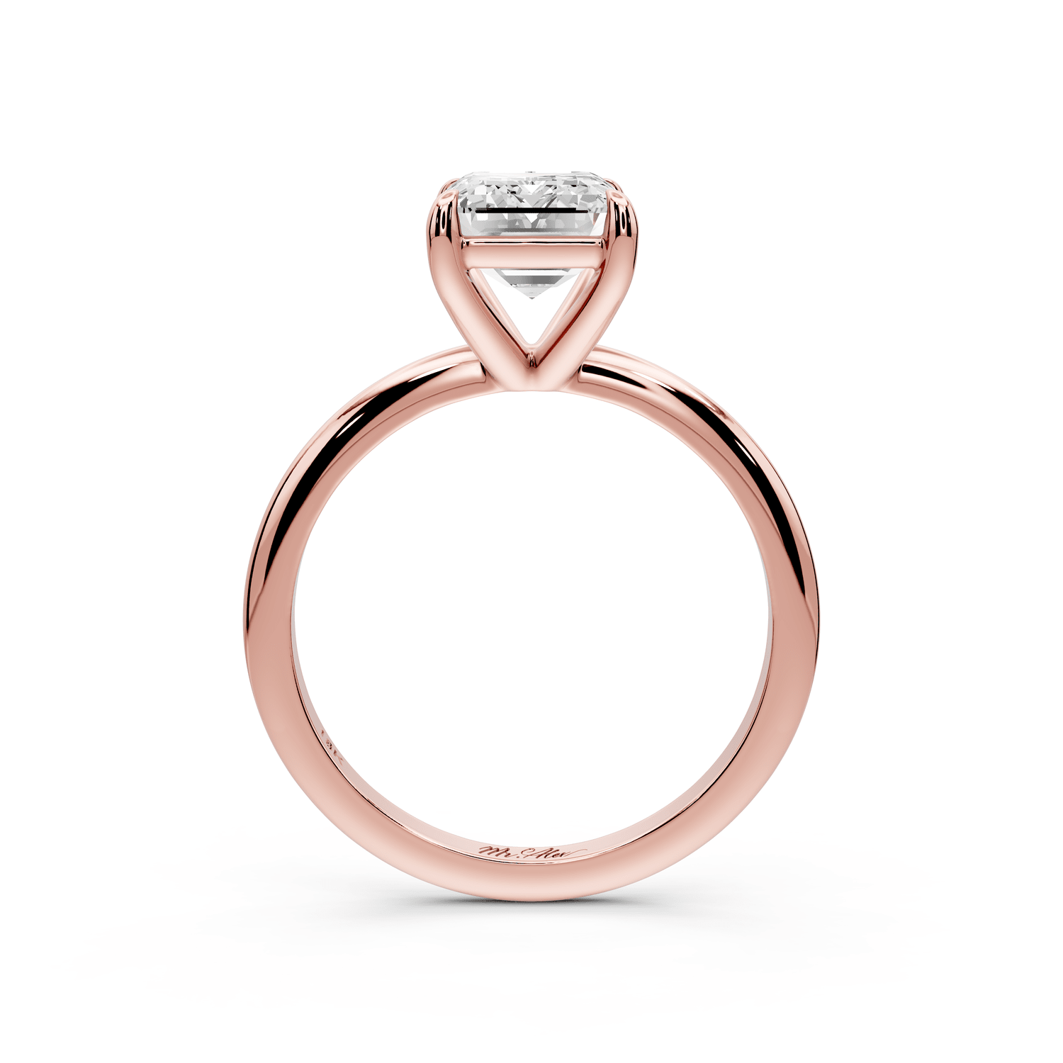 Odessa - 2ct 18k rose gold emerald Knife Edge Solitaire Engagement Ring - Mr. Alex Jewelry