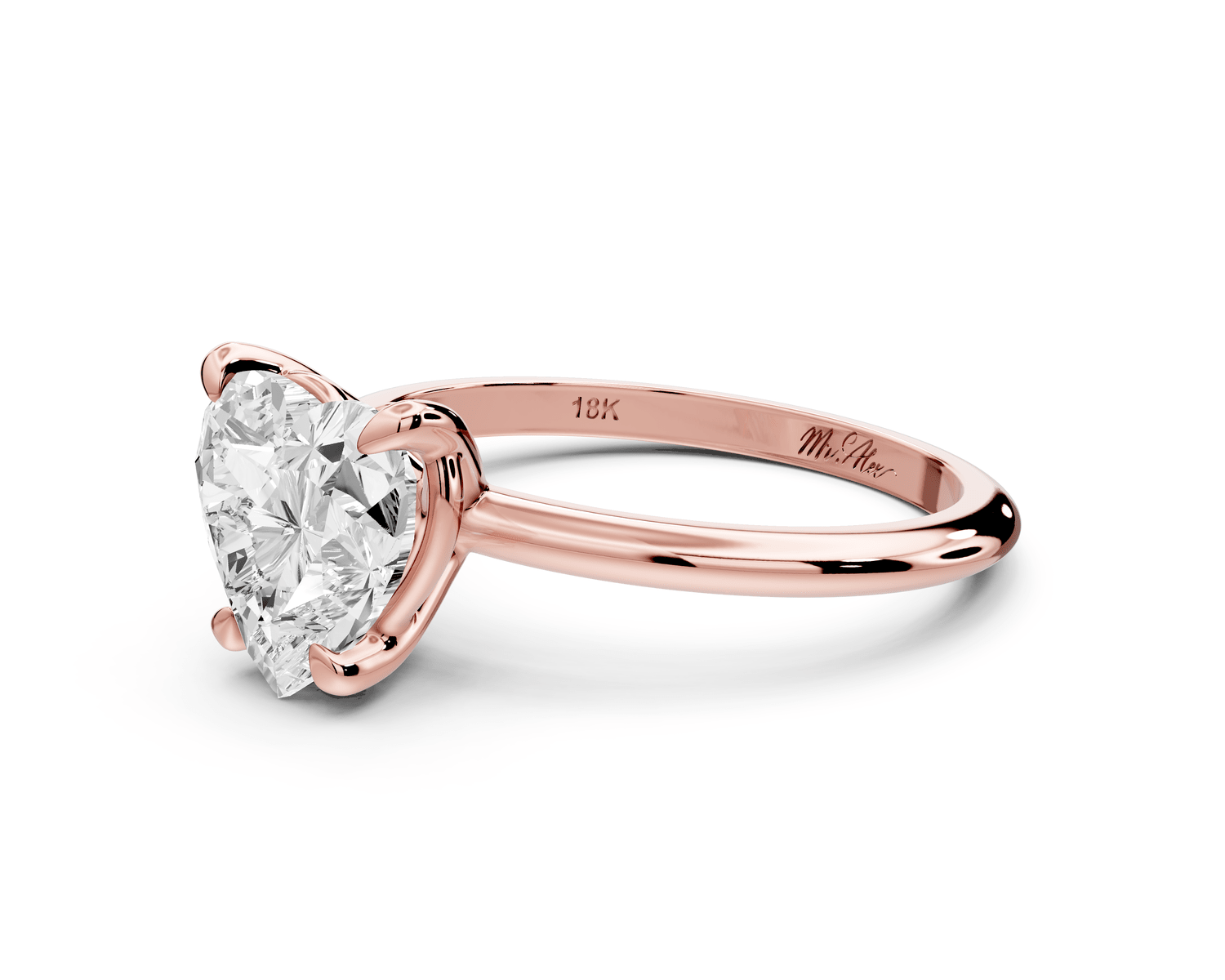 Odessa - 2ct 18k rose gold heart Knife Edge Solitaire Engagement Ring - Mr. Alex Jewelry