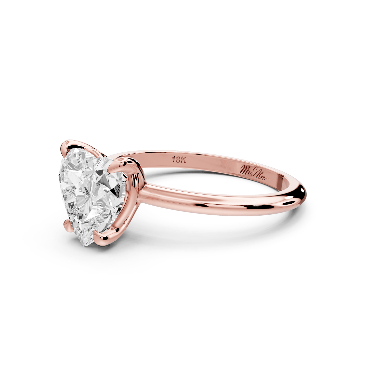 Odessa - 2ct 18k rose gold heart Knife Edge Solitaire Engagement Ring - Mr. Alex Jewelry
