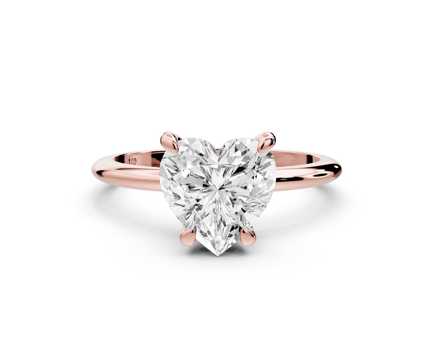 Odessa - 2ct 18k rose gold heart Knife Edge Solitaire Engagement Ring - Mr. Alex Jewelry