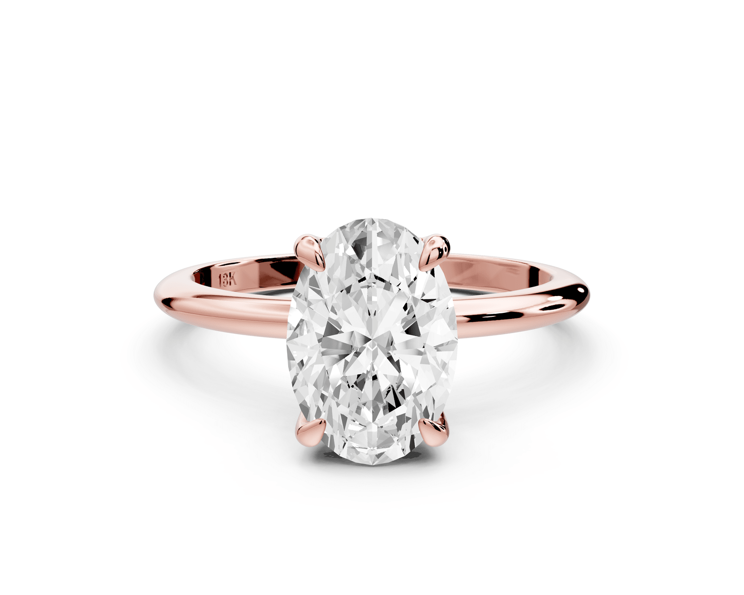 Odessa - 2ct 18k rose gold oval Knife Edge Solitaire Engagement Ring - Mr. Alex Jewelry