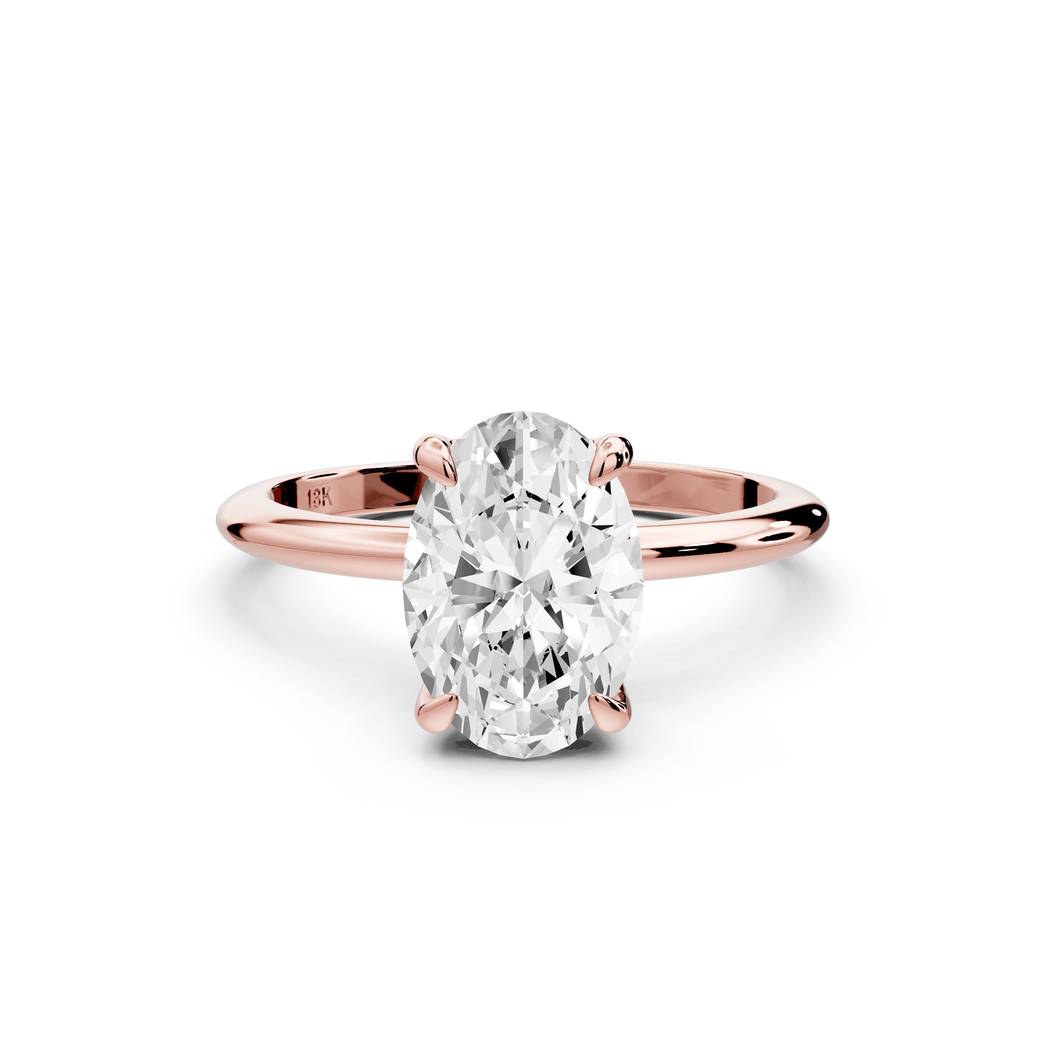 Odessa - 2ct 18k rose gold oval Knife Edge Solitaire Engagement Ring - Mr. Alex Jewelry