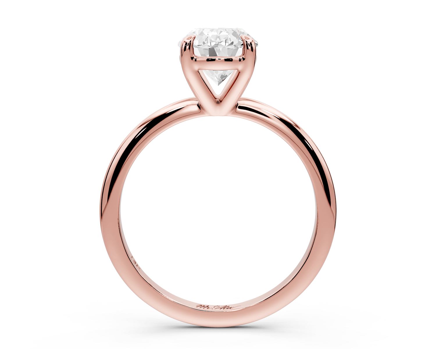 Odessa - 2ct 18k rose gold oval Knife Edge Solitaire Engagement Ring - Mr. Alex Jewelry