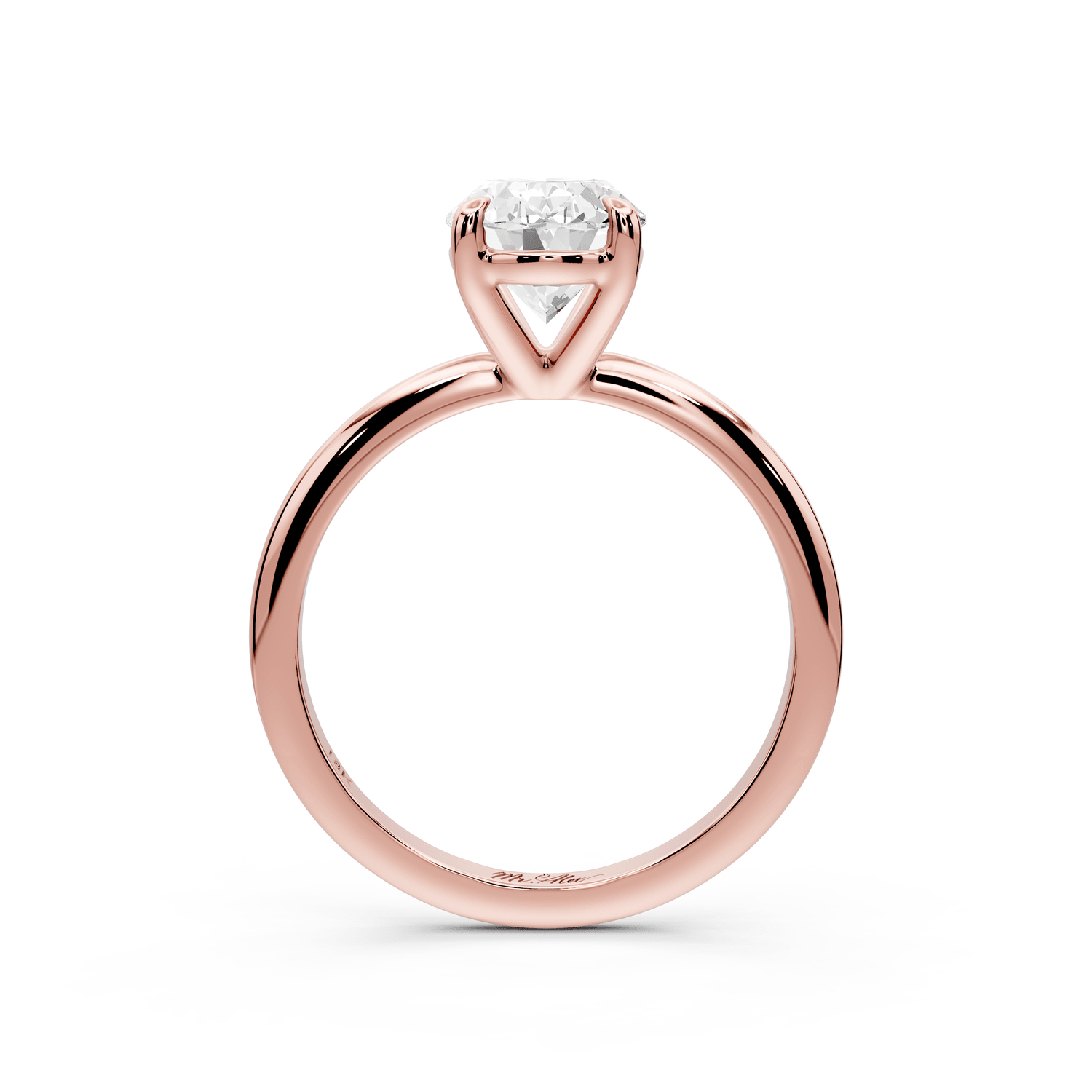 Odessa - 2ct 18k rose gold oval Knife Edge Solitaire Engagement Ring - Mr. Alex Jewelry