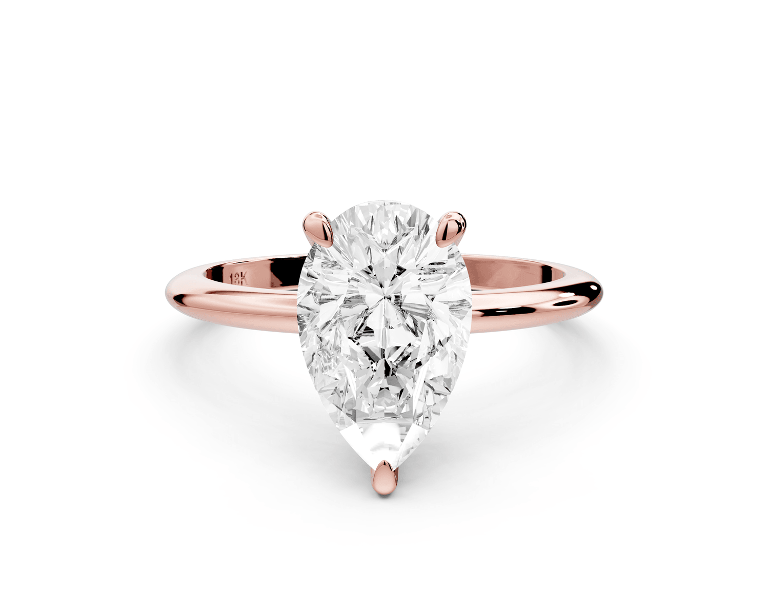 Odessa - 2ct 18k rose gold pear Knife Edge Solitaire Engagement Ring - Mr. Alex Jewelry