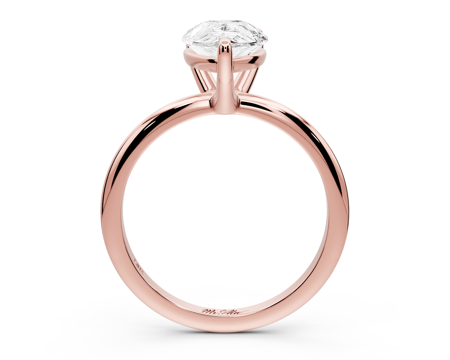 Odessa - 2ct 18k rose gold pear Knife Edge Solitaire Engagement Ring - Mr. Alex Jewelry