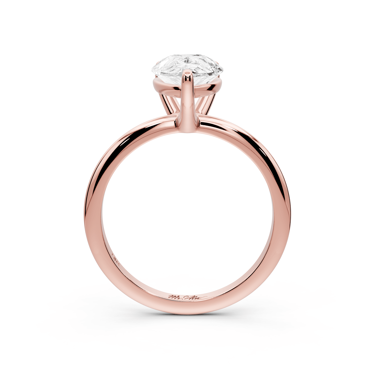 Odessa - 2ct 18k rose gold pear Knife Edge Solitaire Engagement Ring - Mr. Alex Jewelry